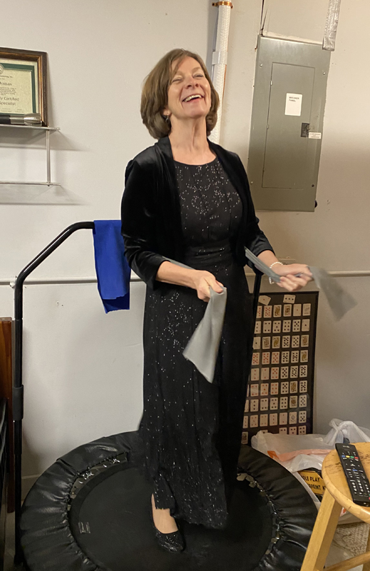 I don't really recommend hitting the Rebounder when you're dressed to the Nines.  But a Rebounder is very good exercise!